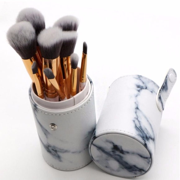 Cute Nation Other - NEW 10pc Marble Makeup Brush Set W/Brush Holder